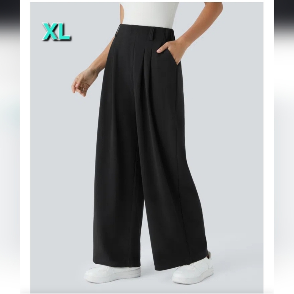 Wide Leg Black Women's Pants - Classic High-Waist Trousers
